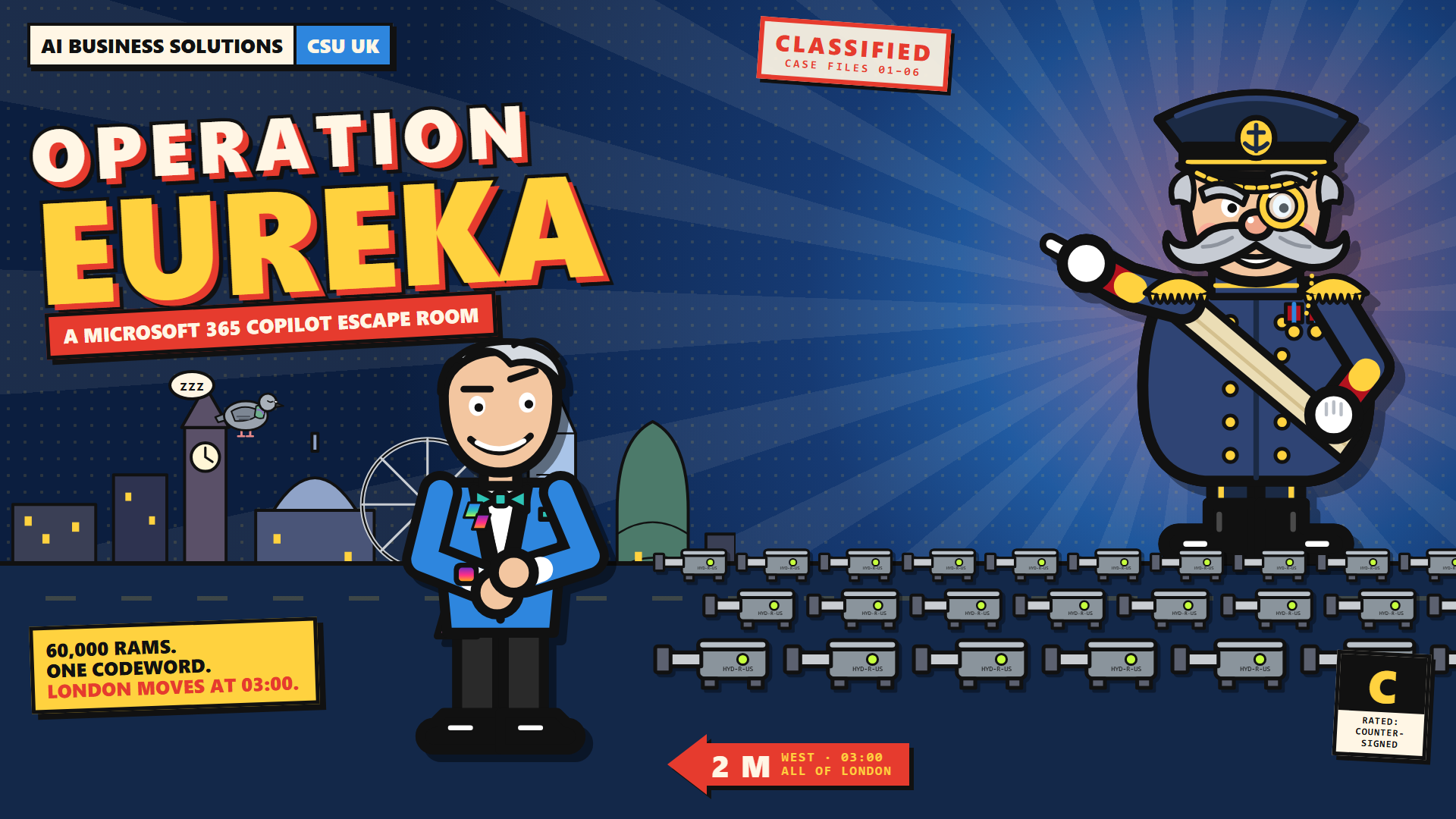 Captain Copilot and Admiral Analogue on the Operation EUREKA title card